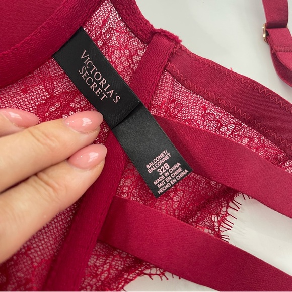 Victoria’s Secret Balconet Red Lace Long LineBustier Push Up Bra 32B - Picture 5 of 6
